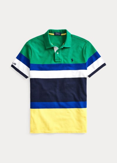 Polos Polo Ralph Lauren Hombre Verdes Multicolor - Custom Slim Fit Mesh - BLKOA8104